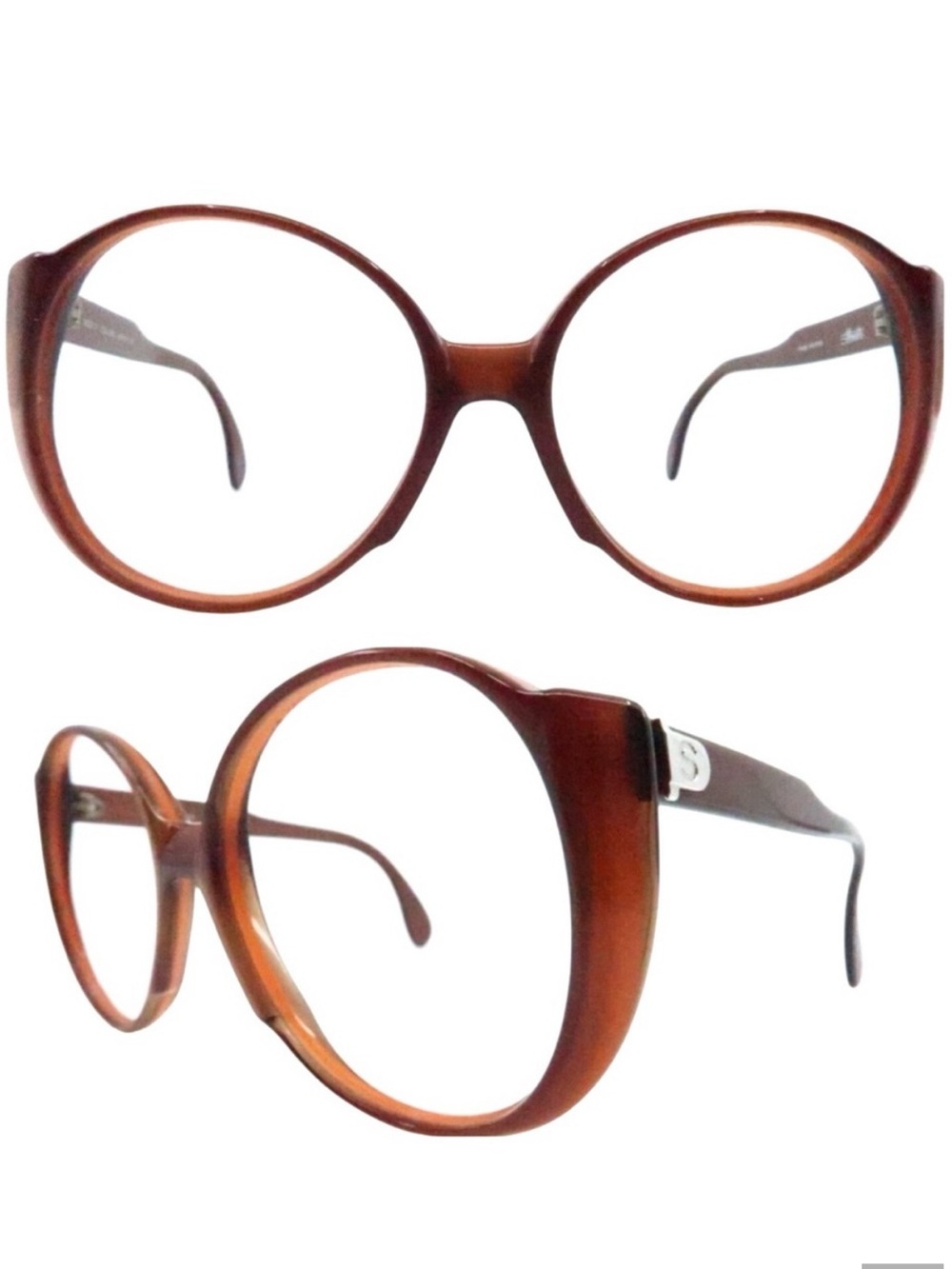 1970’s Silhouette Austria Eyeglasses Frames in Brown‎ with Silver Logo, Model 77